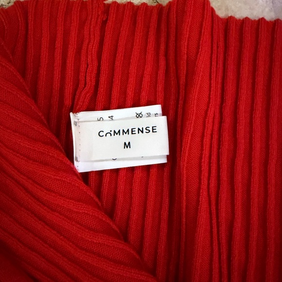 Commense Golden Button Split Knit Top Red - Picture 3 of 7